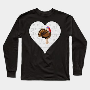 Jigsaw  Turkey Heart Design - Farm Animals Turkey Long Sleeve T-Shirt